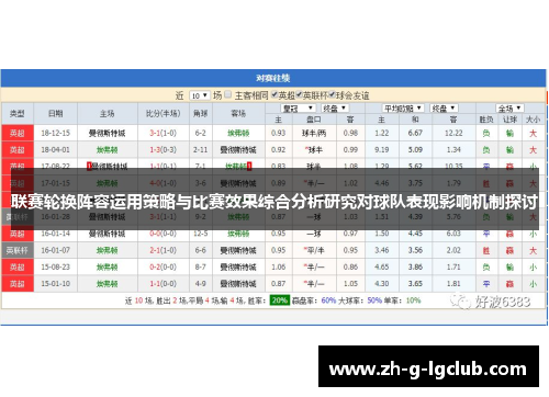 联赛轮换阵容运用策略与比赛效果综合分析研究对球队表现影响机制探讨